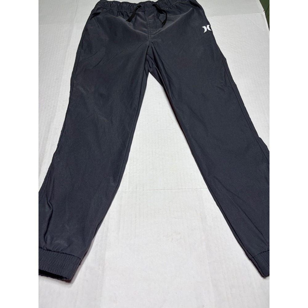 Hurley Boys Jogger Pants Charcoal Gray Elastic Waist Drawstring Size 14/16 L
